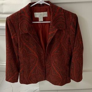 Doncaster Designer Brand Women's Rich Red Paisley Blazer Size 6
